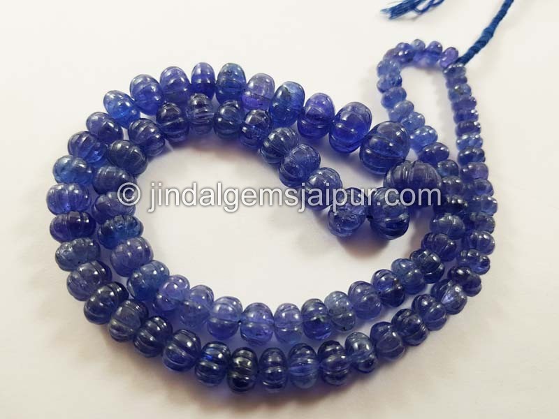 Tanzanite Carved Pumpkin Beads